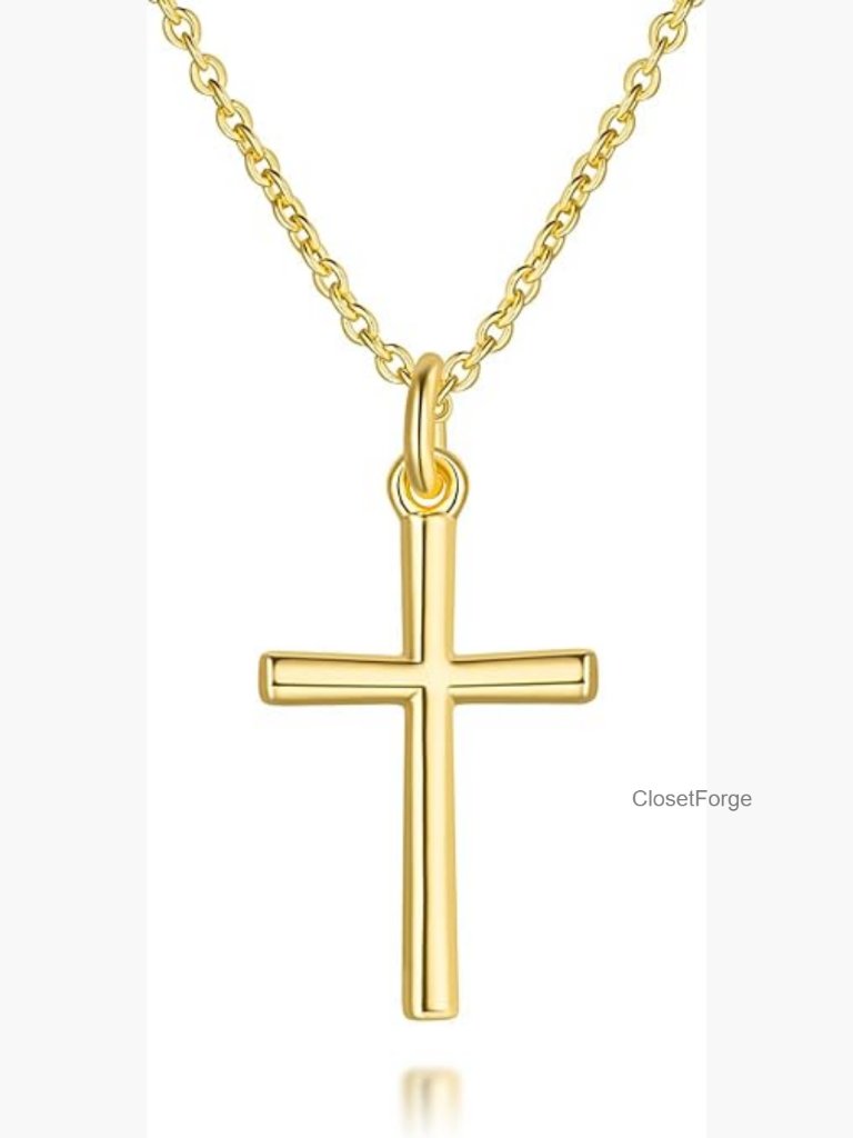 14k Gold Cross Chain Necklace Minimalist Pendant Religious Jewelry